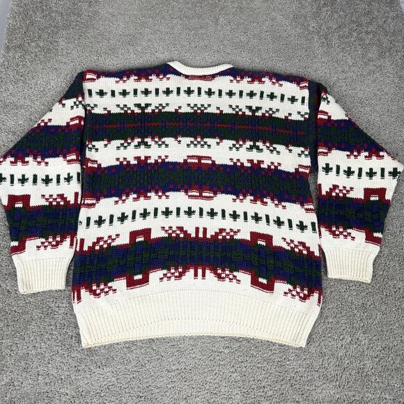 Vintage Eddie Bauer Sweater Mens Medium Multicolor Southwest Knit Cotton USA 90s - Picture 6 of 10